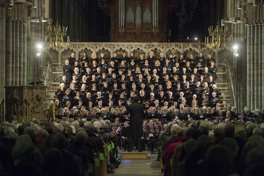 Laurence Blyth conductor in Wells Cathedral choir and orchestra
